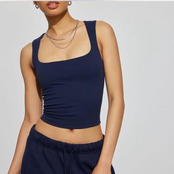 Garage Dark Blue Fitted Tank Top - Picture 1 of 4